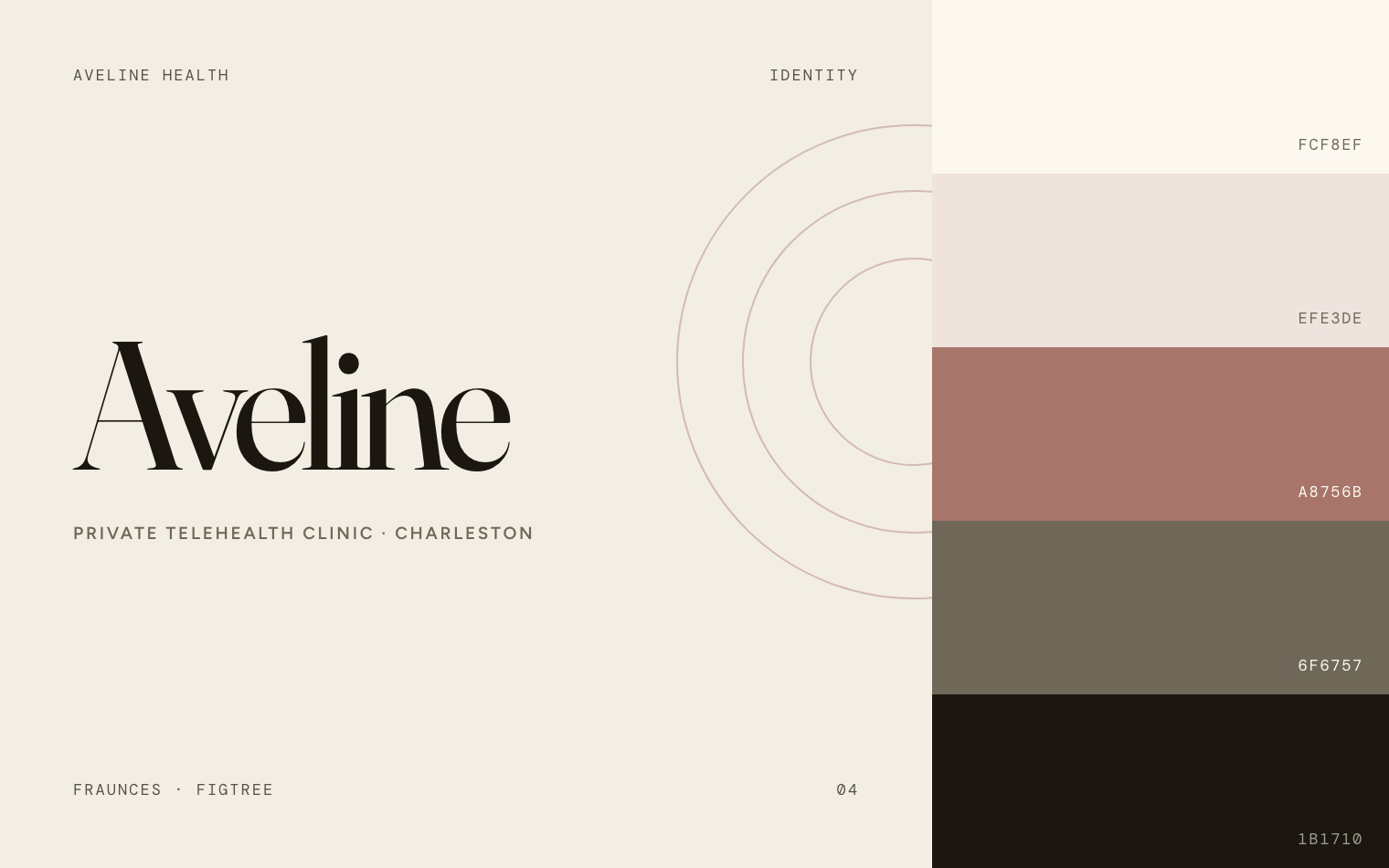 The Aveline Health wordmark and palette