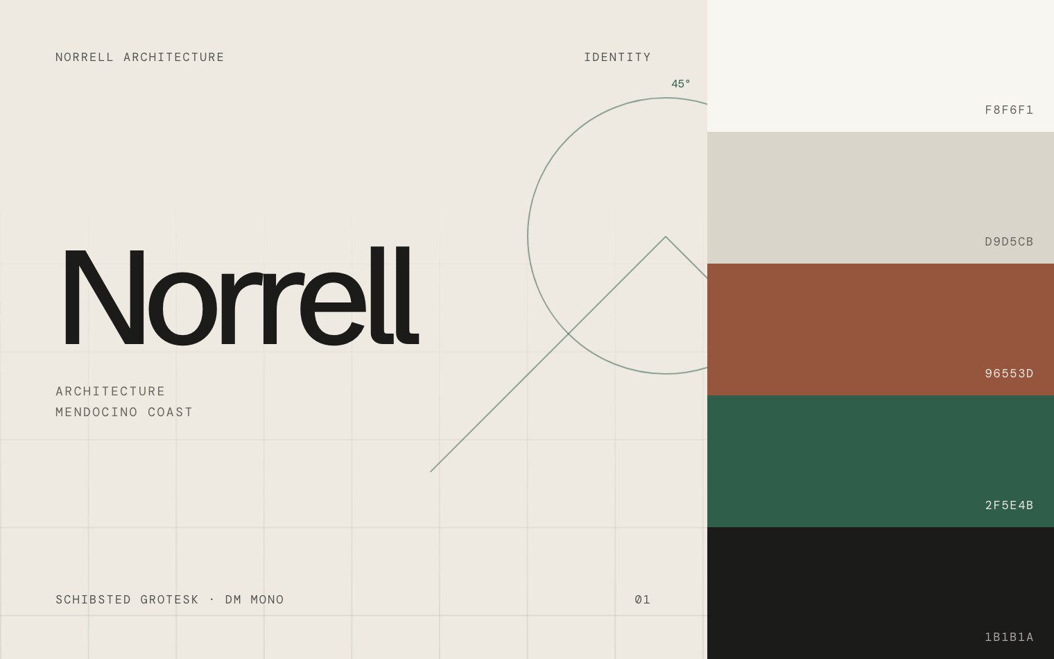 The Norrell Architecture wordmark and palette