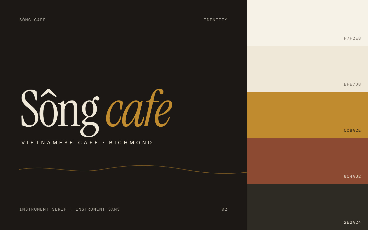 The Sông Cafe wordmark and palette